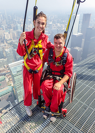 Chris Rice with his sister in harness