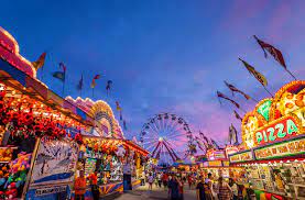 Carnival with rides and food stands